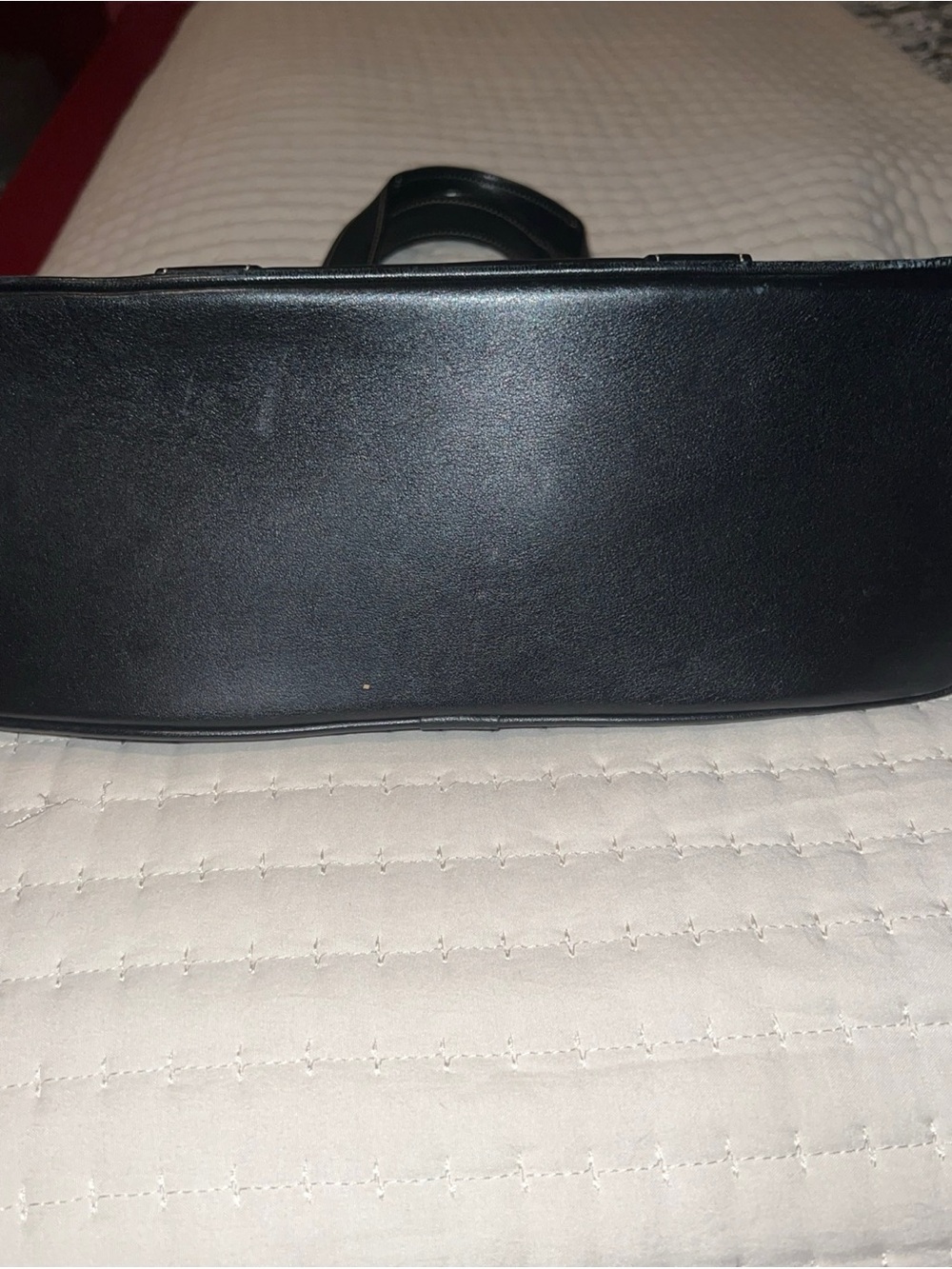 Vintage Coach Hampton black leather handbag satchel tote signature “C” interior - Picture 5 of 8